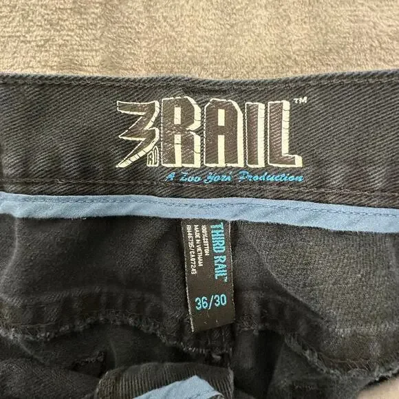 Y2K Third Rail A Zoo York Production Black Denim Jeans Size 36/30 - Picture 3 of 8